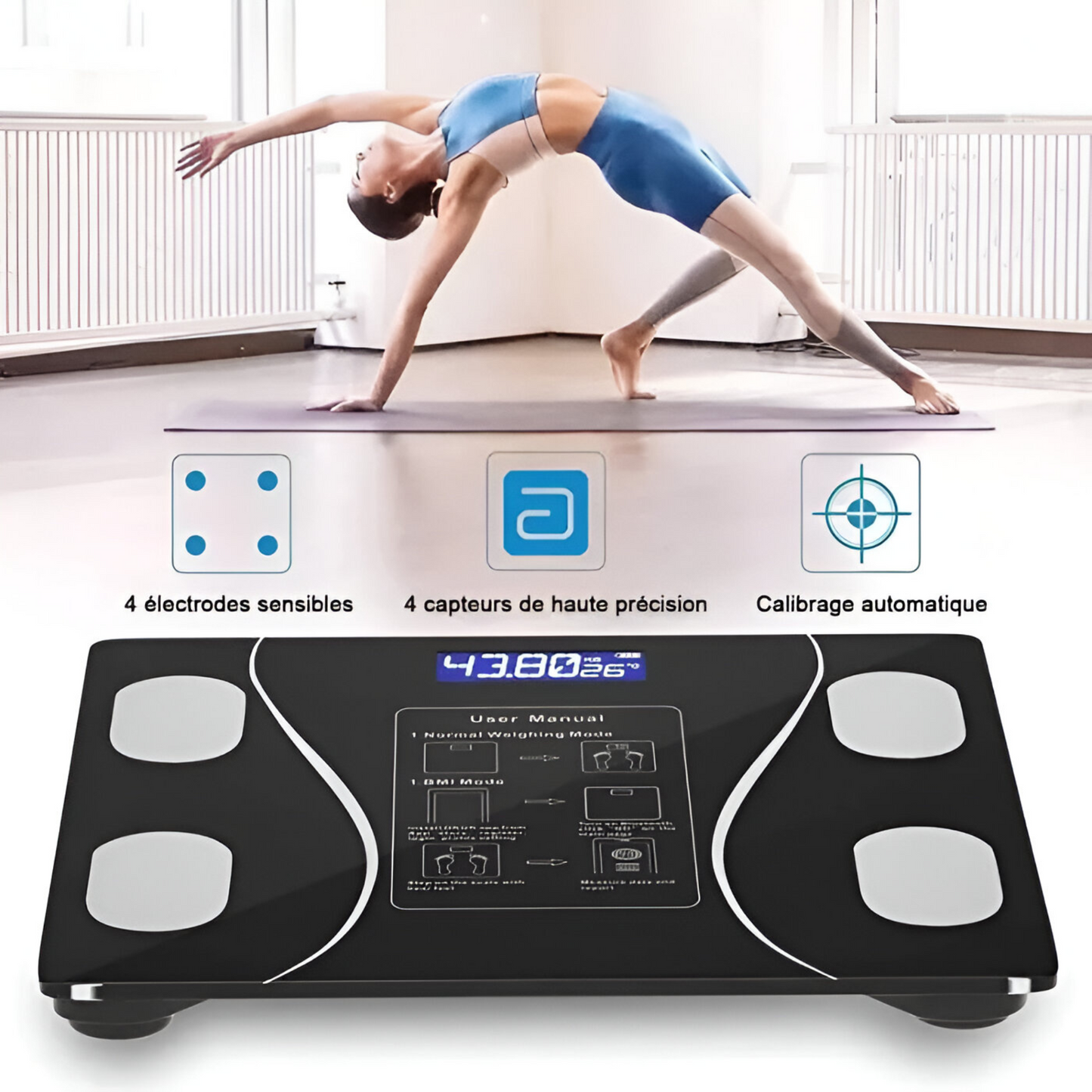 Balance connectée Bluetooth Intelligente,avec 19 Données Corporelles pour IOS/Android - Valox